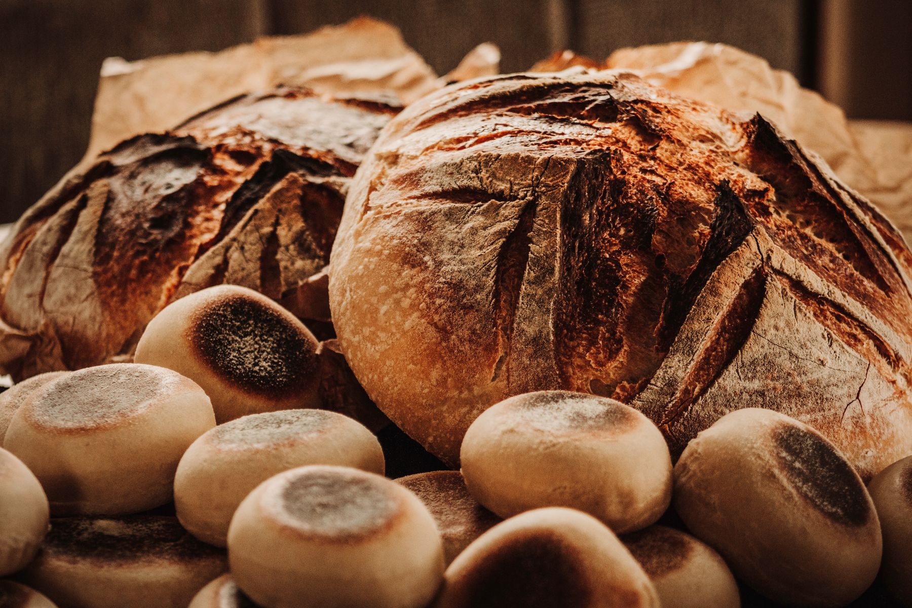 Loaves cooling on a rack